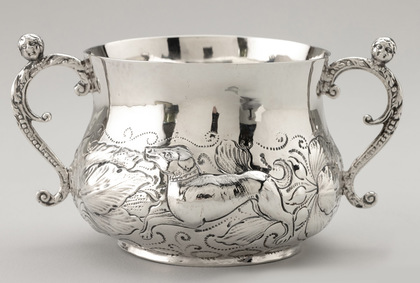 Charles II (Carolean) Restoration Period Silver Porringer - Ralph Leeke